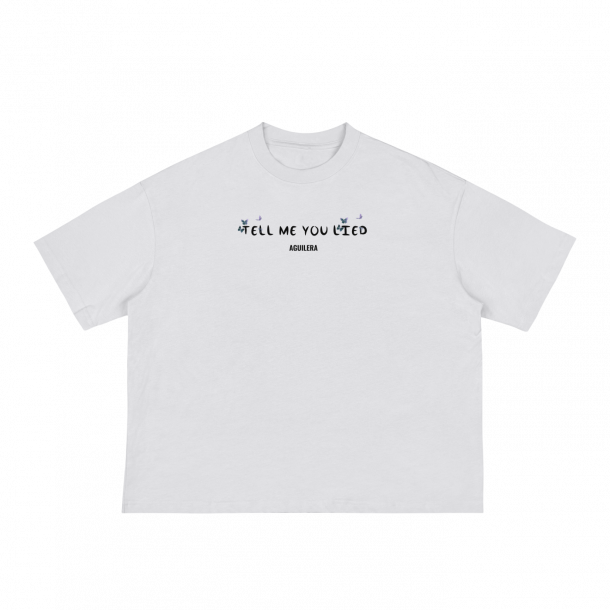 ANTHONY AGUILERA TELL ME YOU LIED WHITE BOXY TEE